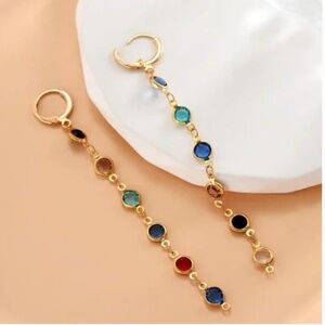 ❤️ FREE Tiered Rainbow Circle Baguette Hipster Hippie Art Chic Boho Earrings